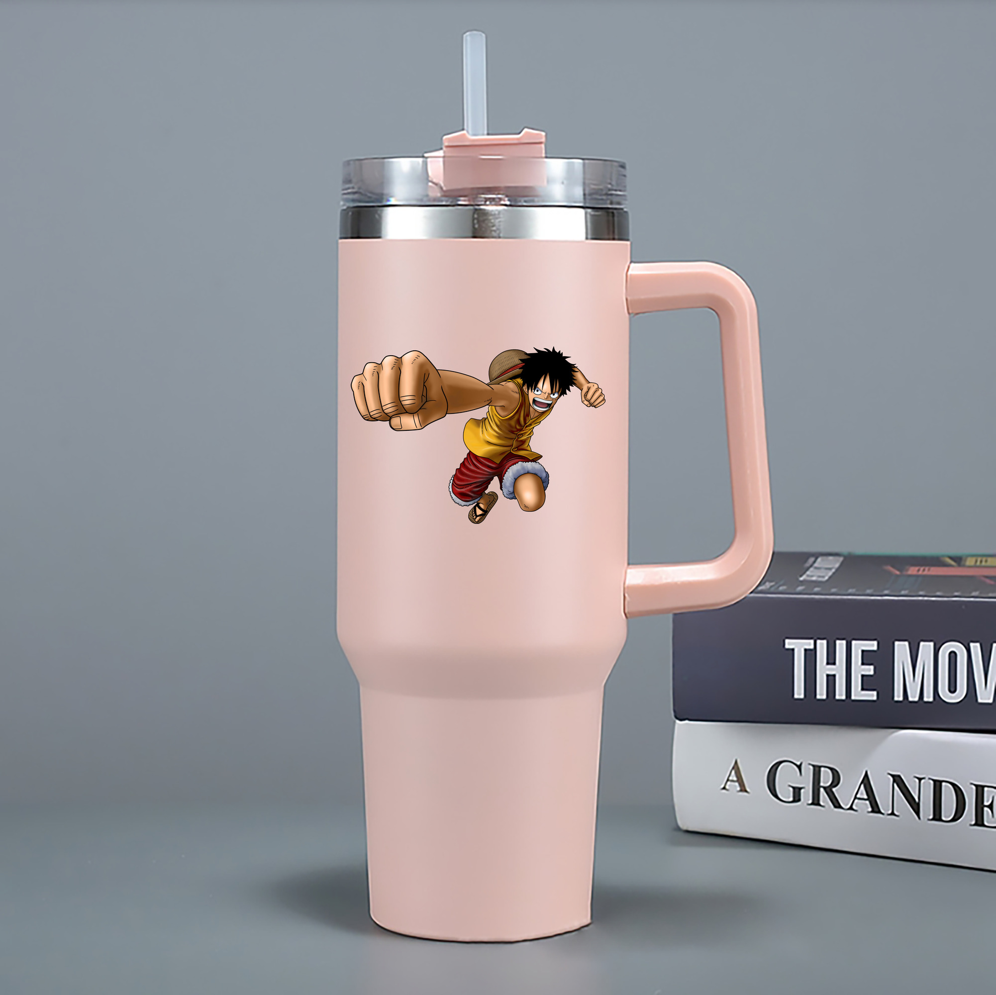 ワンピース モンキー・D・ルフィ ONE PIECE Monkey D. Luffy 1200mL車用タンブラー - クリスタルステッカー（プラスチックストロー付き）